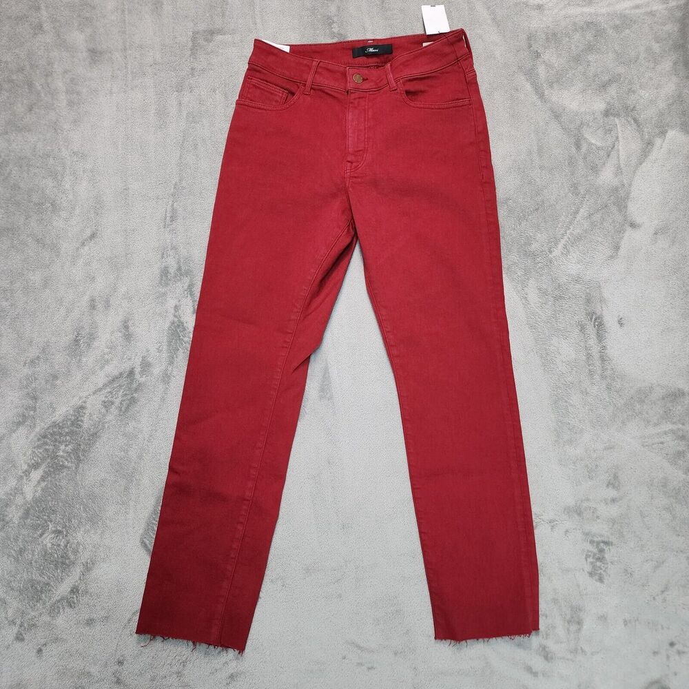 NWT MAVI Viola Women's Red Mid-Rise Cropped Straight Leg Jeans Size 27